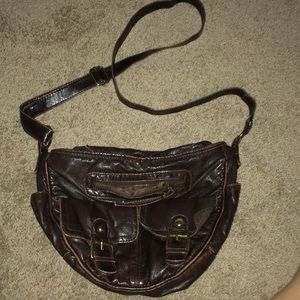 Brown faux leather boho crossbody purse